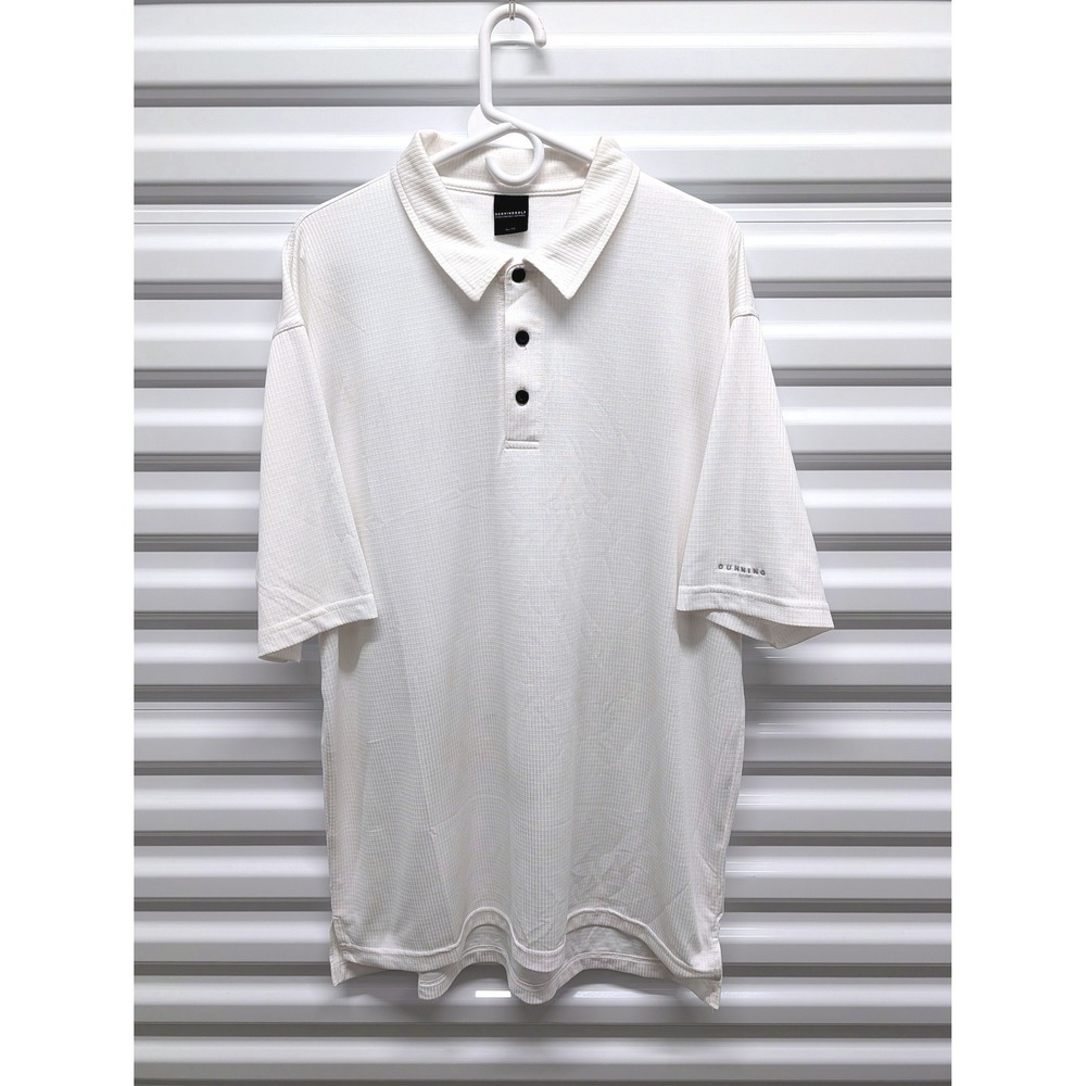 Dunning Golf Polo Shirt XL Mens White Short Sleeve Grid Textured Performance — photo 2